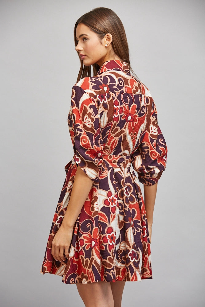 ABSTRACT FLORAL PRINT DRESS