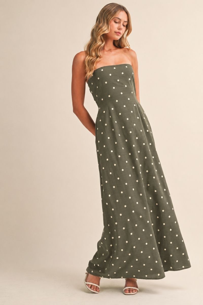 DOT PRINTED TUBE MAXI DRESS