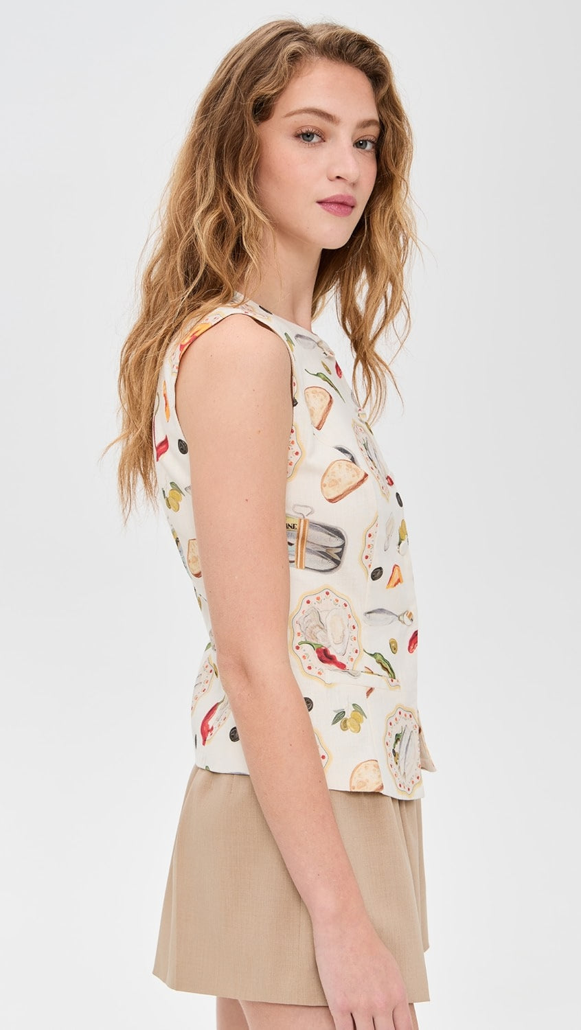 SEAFOOD PRINT VEST TOP