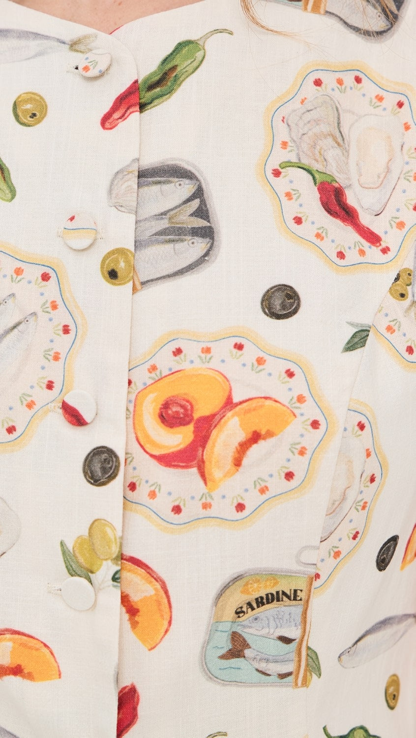 SEAFOOD PRINT VEST TOP