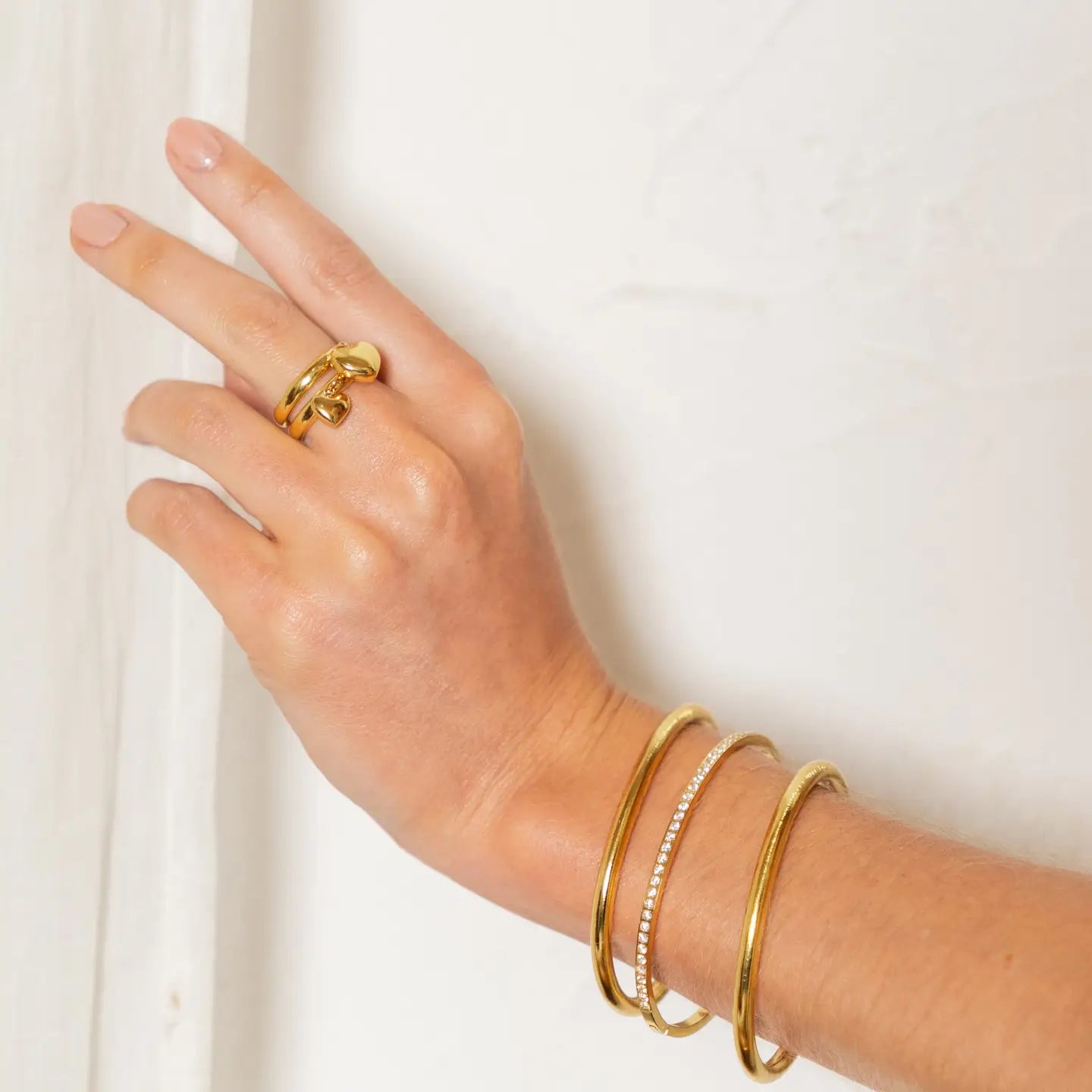 PUFFY HEART DOUBLE RING