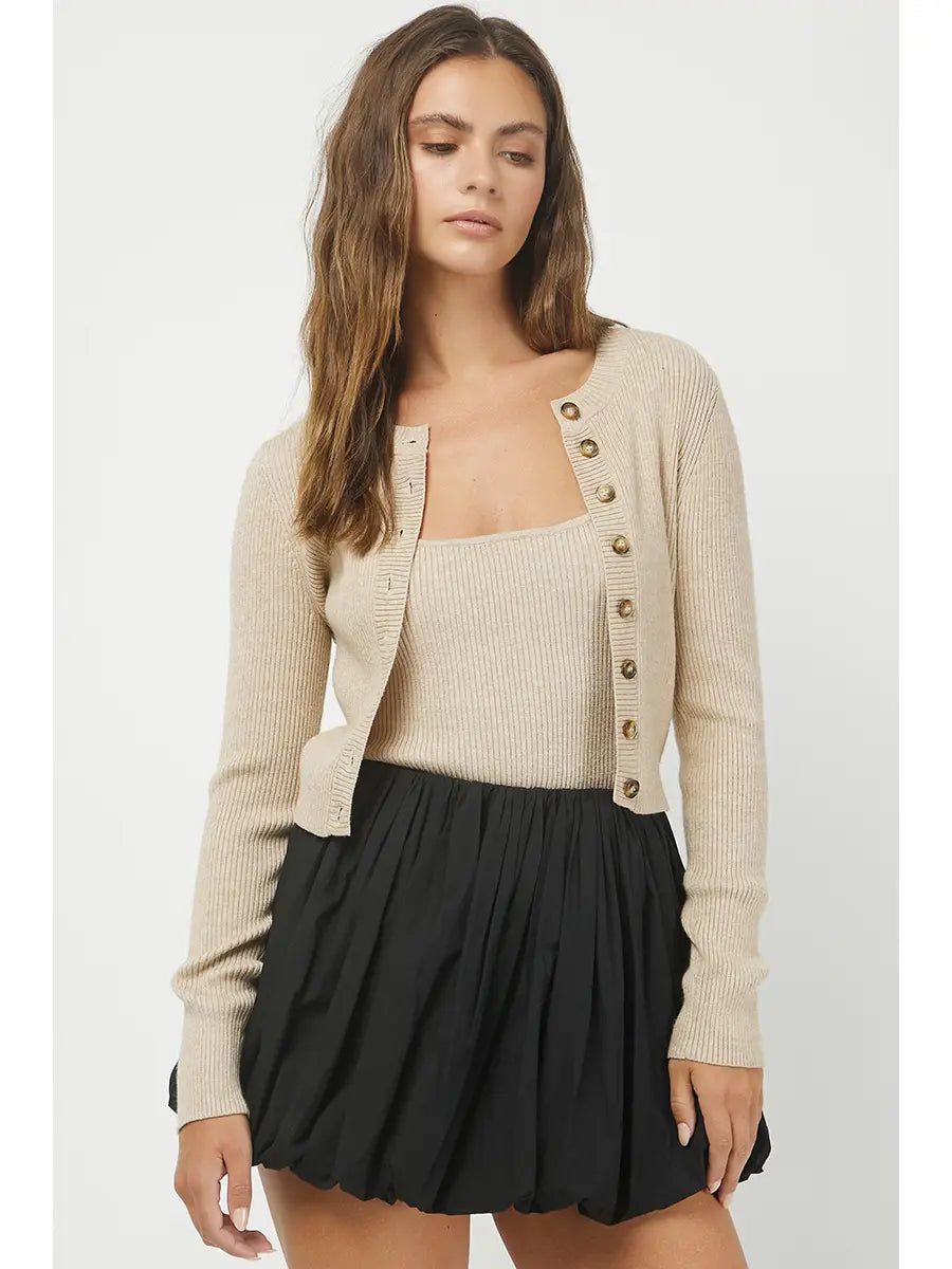 TWO PIECE KHAKI SWEATER SET