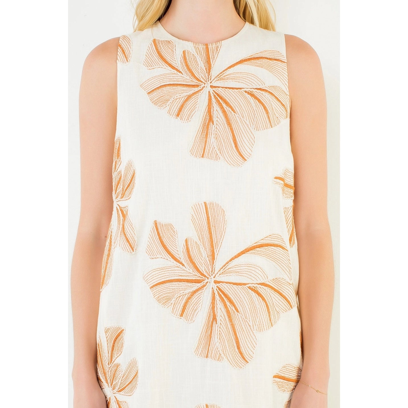 FLORAL EMBROIDERY DETAIL DRESS