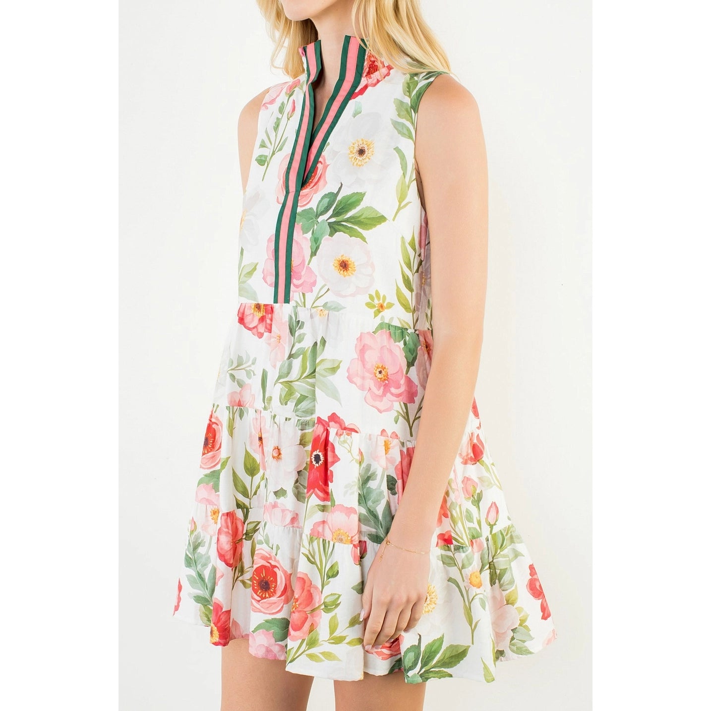 FLORAL SLEEVELESS FLOWY DRESS
