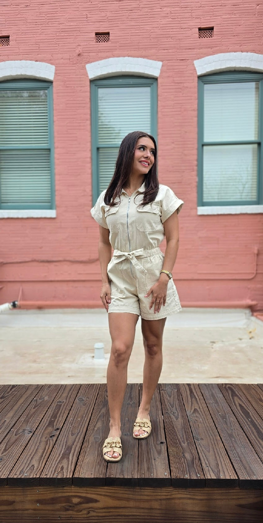 OFF WHITE DENIM ROMPER