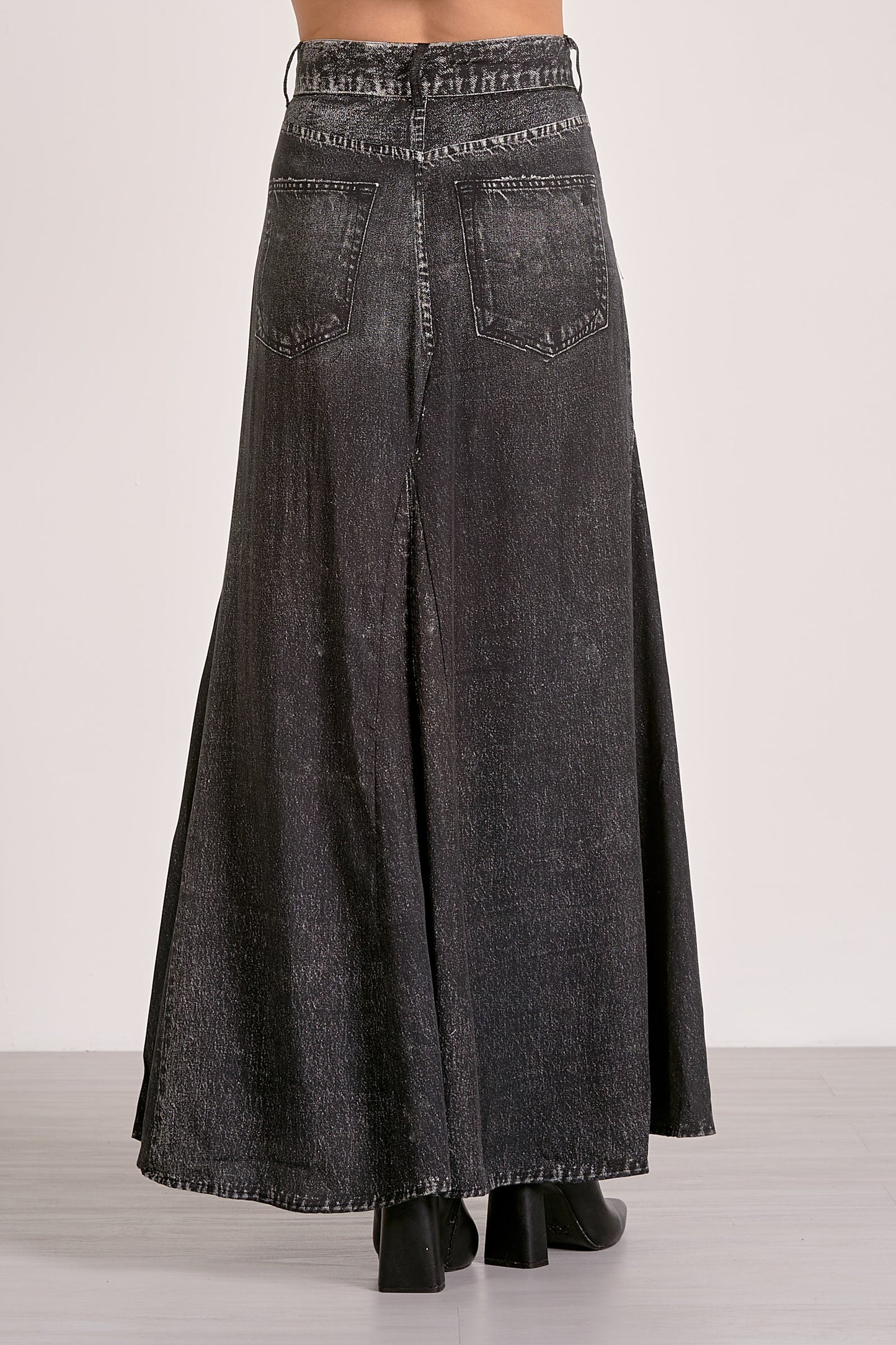 GREY WASHED MAXI SKIRT