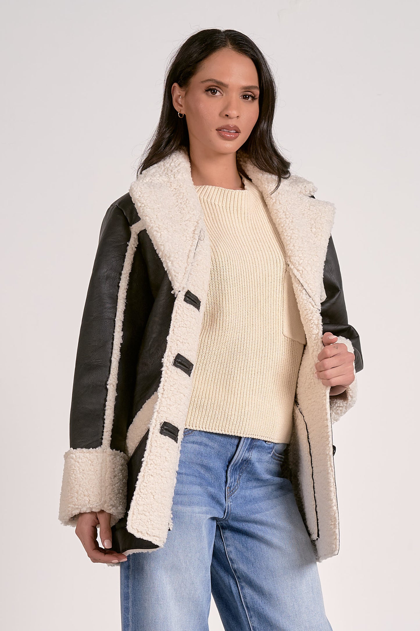LINED FAUX LEATHER JACKET