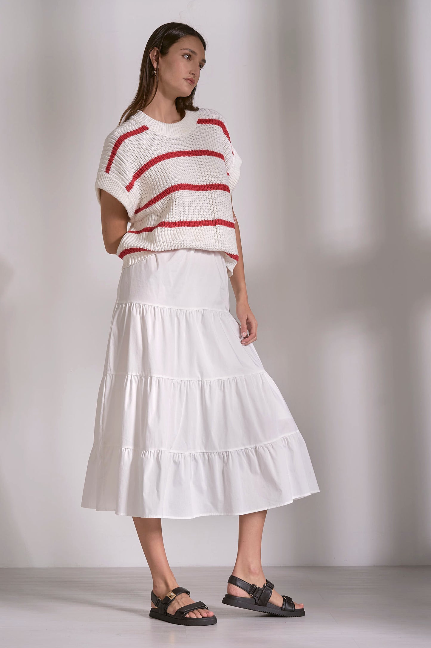 RED STRIPED SWEATER DRESS