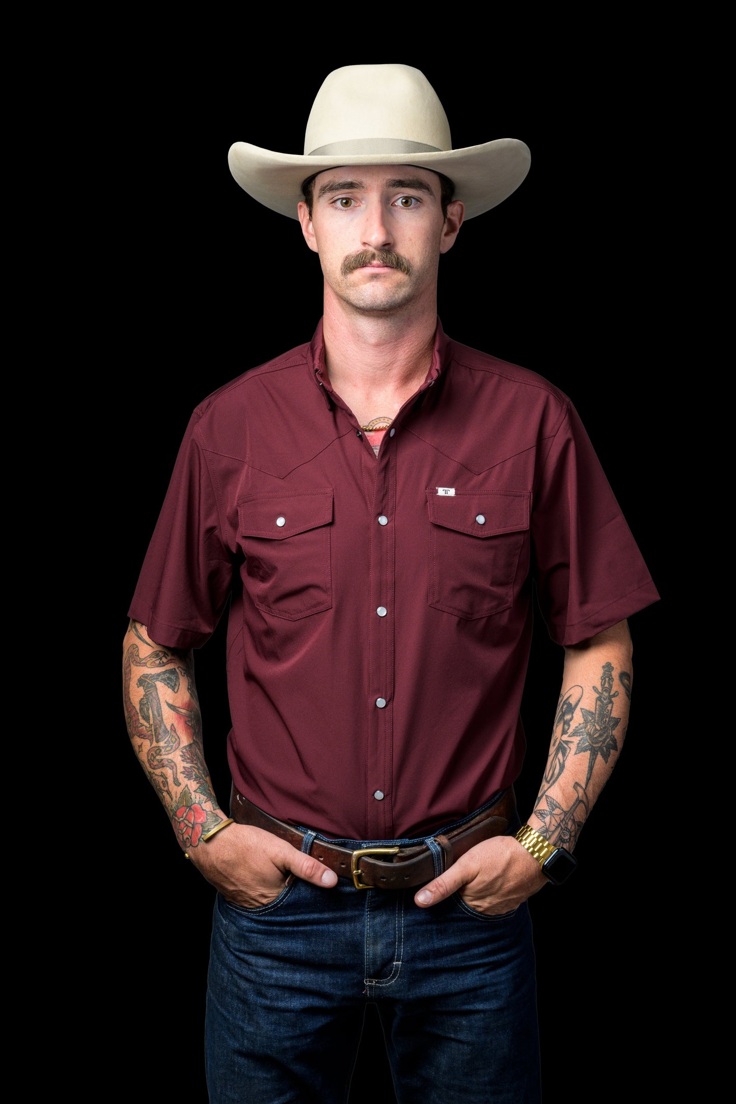 MAROON SNAP SHIRT