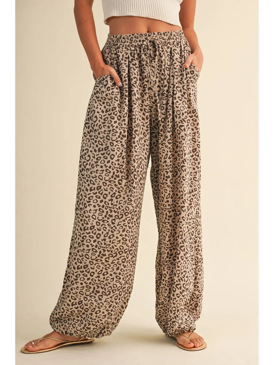 LEOPARD GAUZE BALLOON PANTS