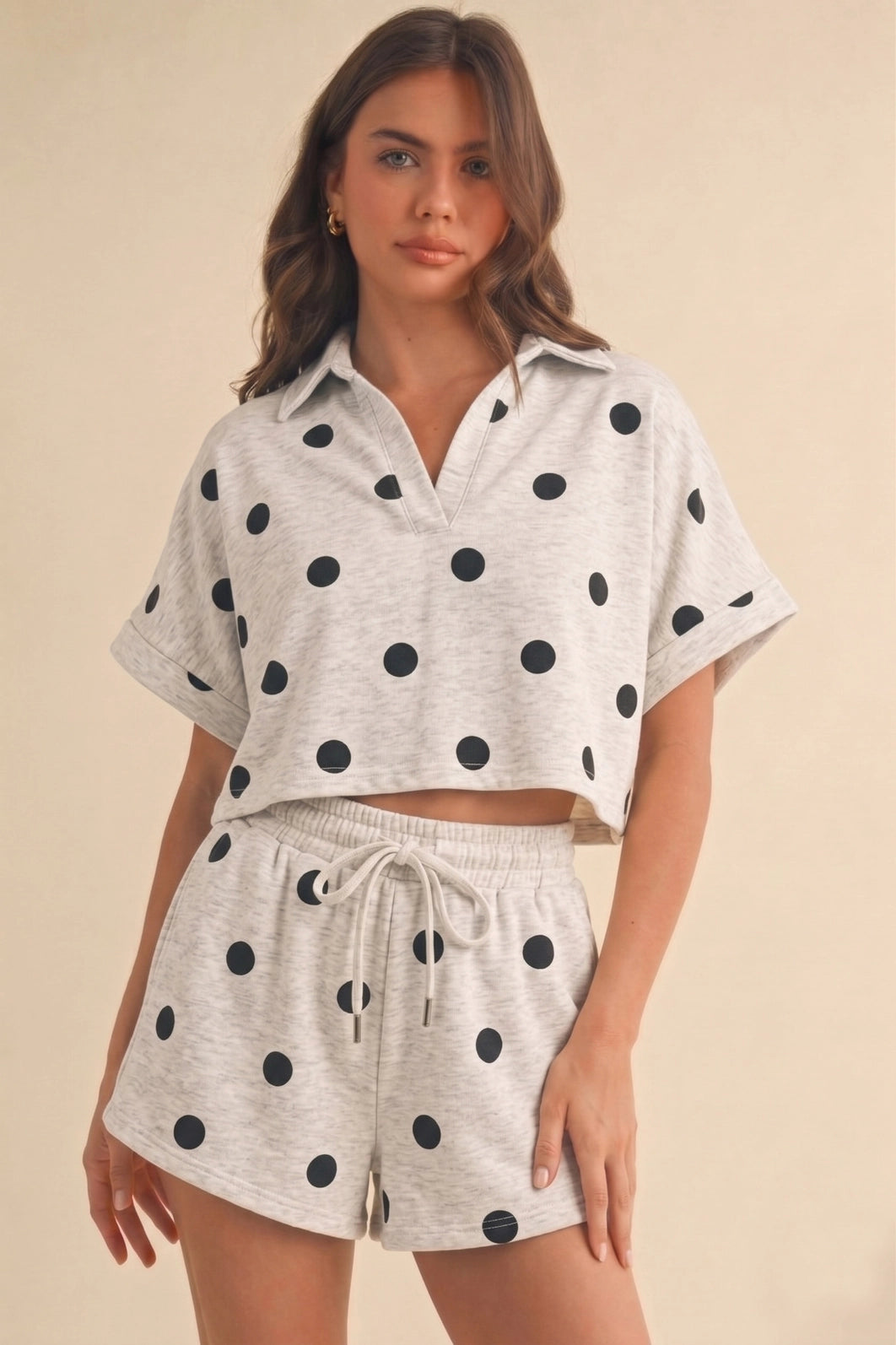 POLKADOT CROPPED TOP AND SHORTS