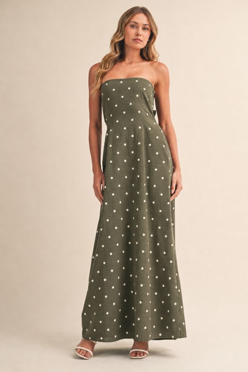 DOT PRINTED TUBE MAXI DRESS