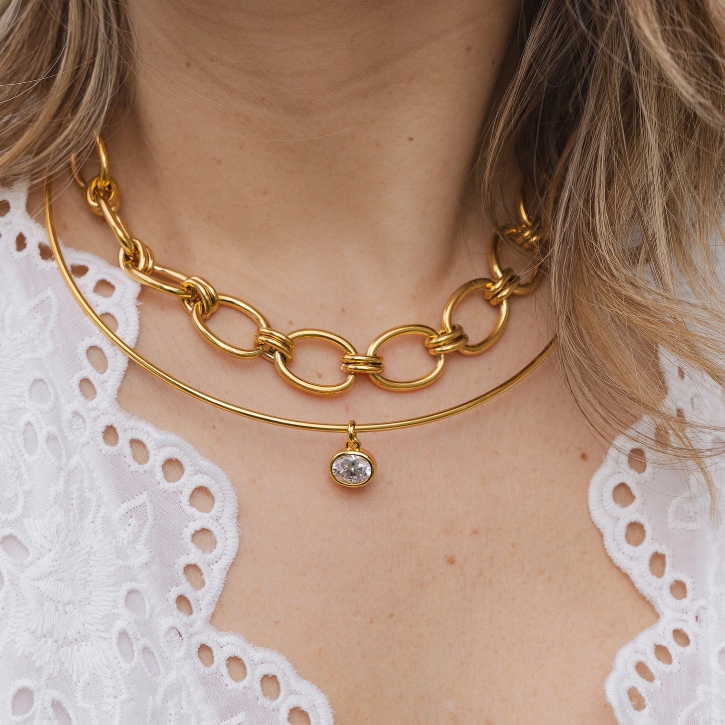 GOLD CHUNKY OVAL NECKLACE