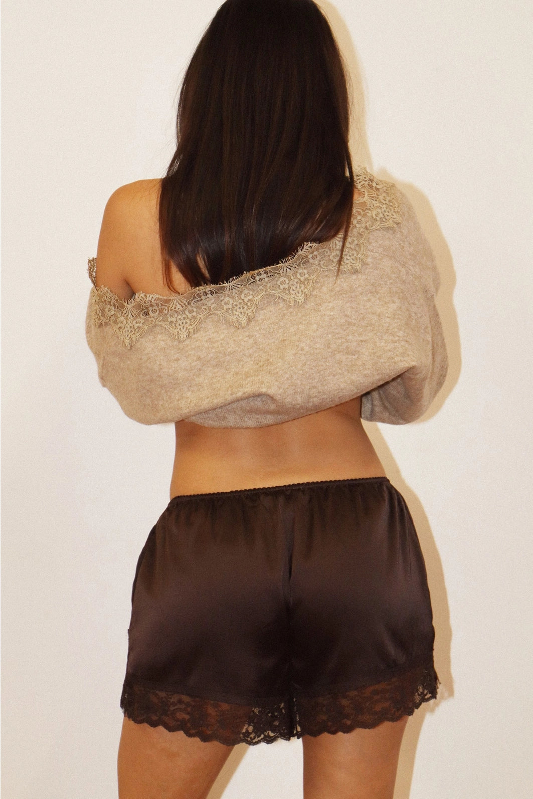LACE TRIM SATIN SHORTS