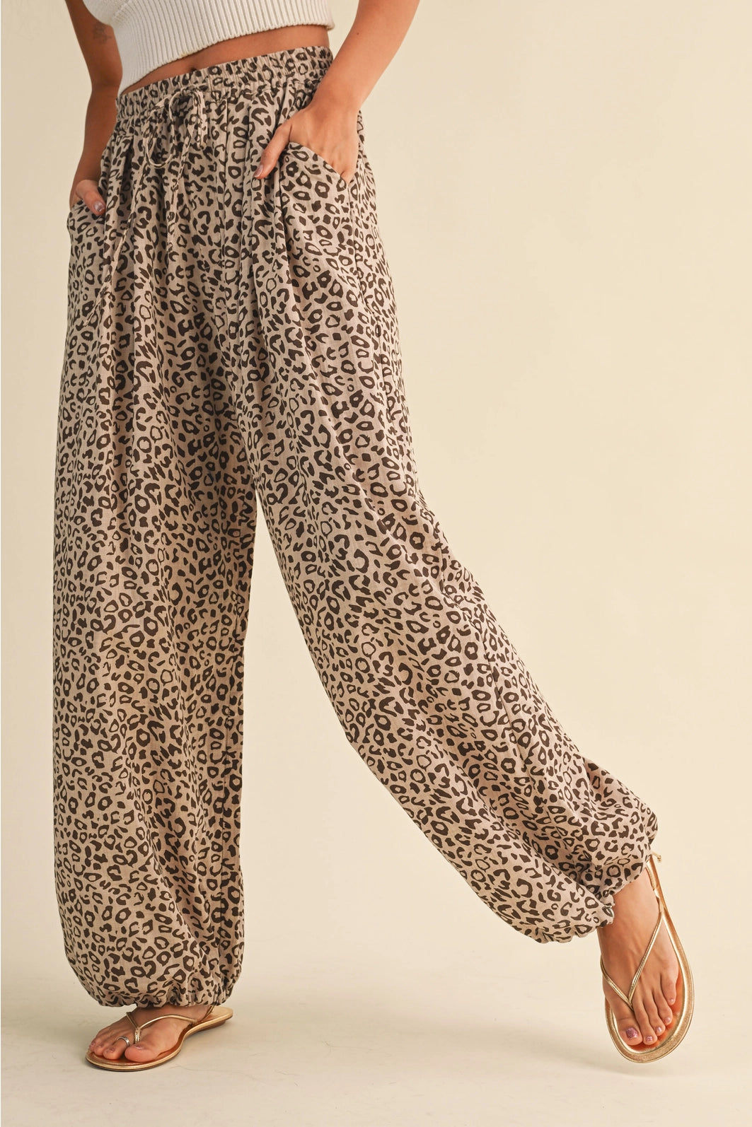LEOPARD GAUZE BALLOON PANTS