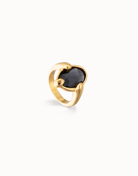 SER DESLUMBRANTE GOLD RING BLK CRYSTAL