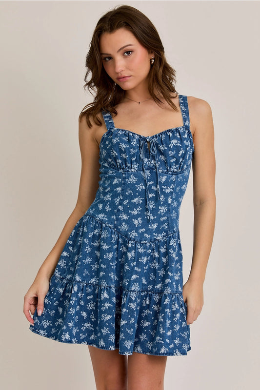 SWEETHEART CORSET DENIM DRESS