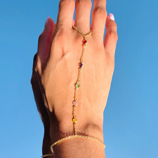 GOLD FILLED COLORED HAND CHAIN