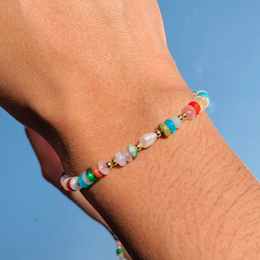 GEMSTONE & PEARL BEADED BRACELET