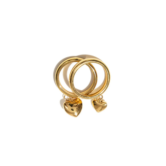 PUFFY HEART DOUBLE RING