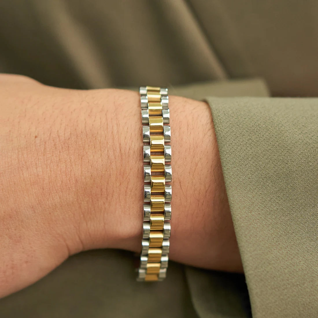 TWO TONE WATCH BAND BRACELET
