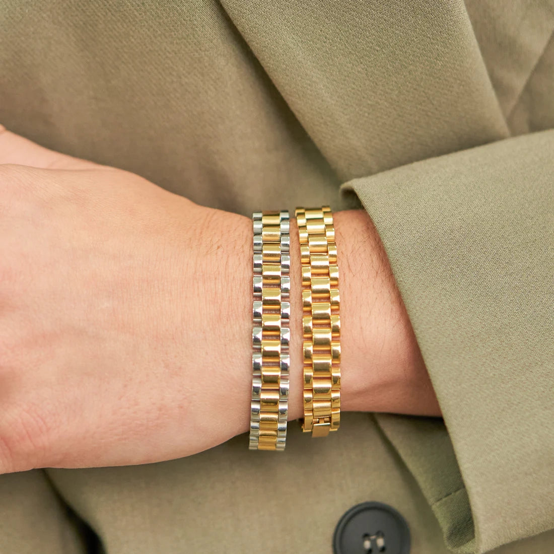 TWO TONE WATCH BAND BRACELET