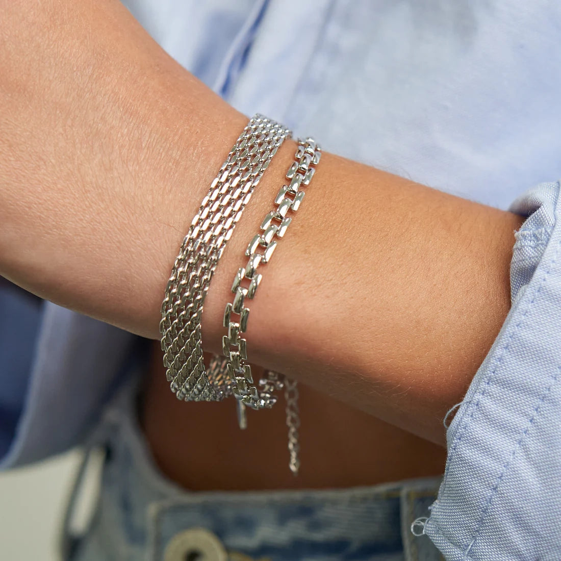 SILVER SQUARED CHAIN BRACELET
