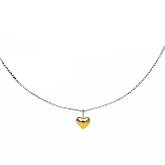 DAINTY TWO-TONE HEART NECKLACE