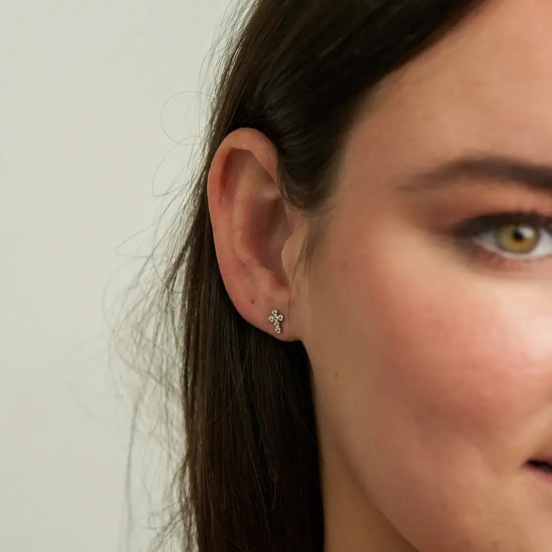 SILVER CROSS STUDS