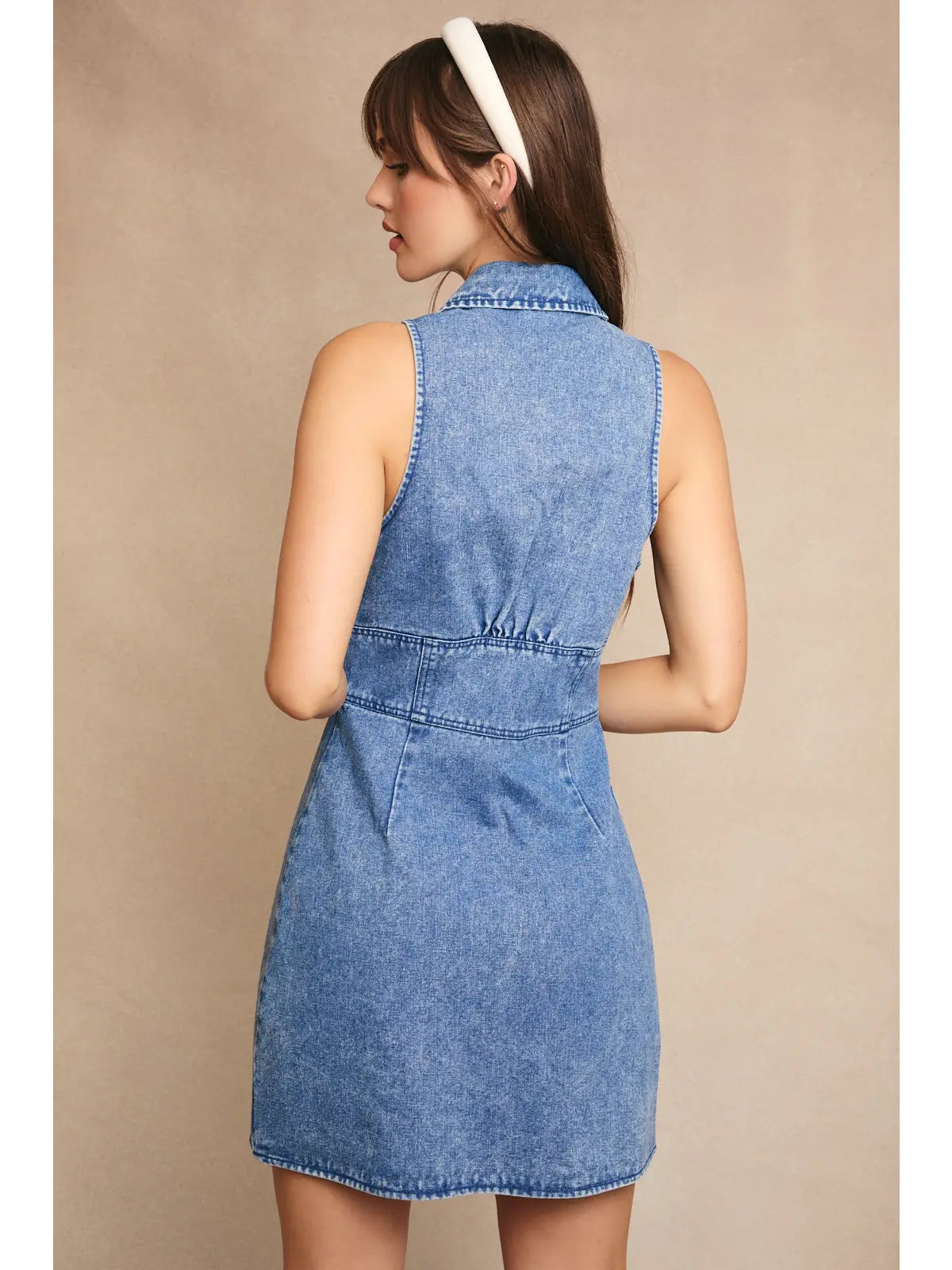 DENIM HALTER NECK DRESS