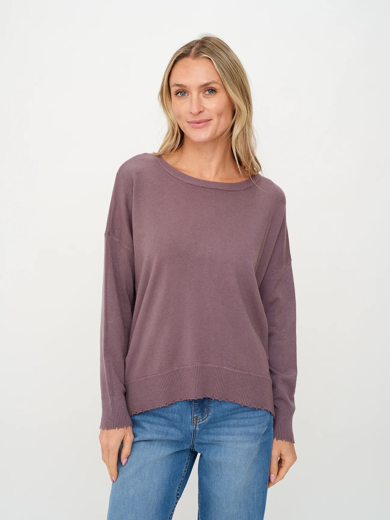 ANGII FRAYED SWEATER