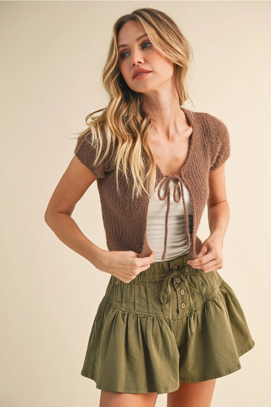 MOCHA SHORT SLEEVE SWEATER