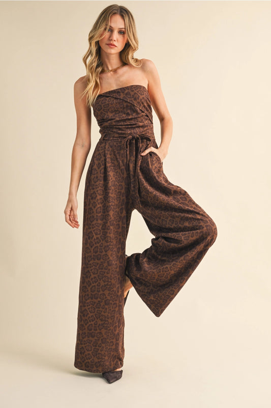 LEOPARD SUEDE JUMPSUIT
