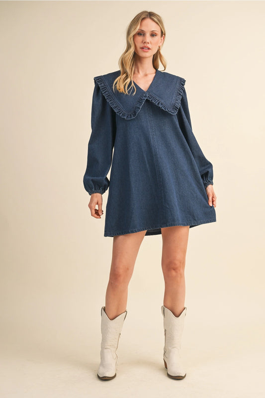 OVERSIZED RUFFLE COLLAR DRESS