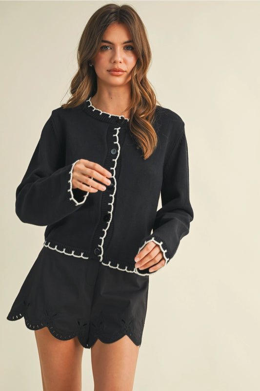 EDGE STITCH CARDIGAN TOP