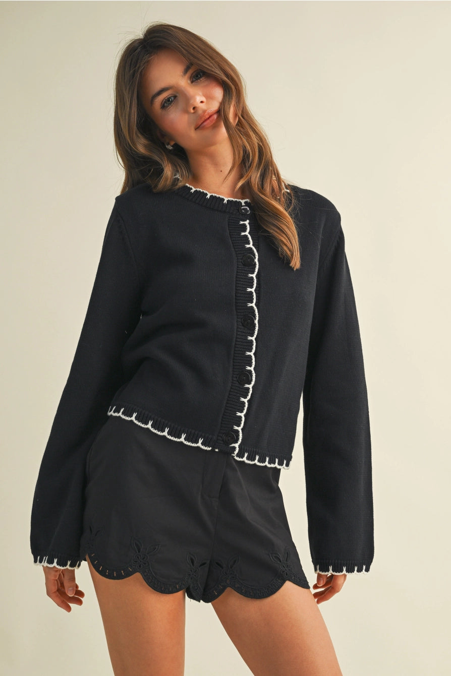 EDGE STITCH CARDIGAN TOP