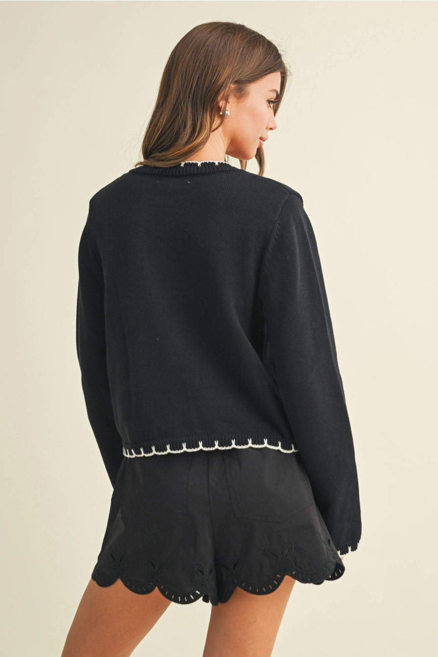 EDGE STITCH CARDIGAN TOP