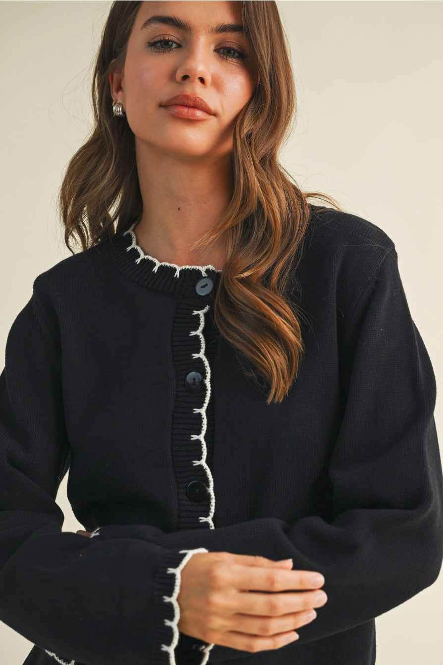 EDGE STITCH CARDIGAN TOP