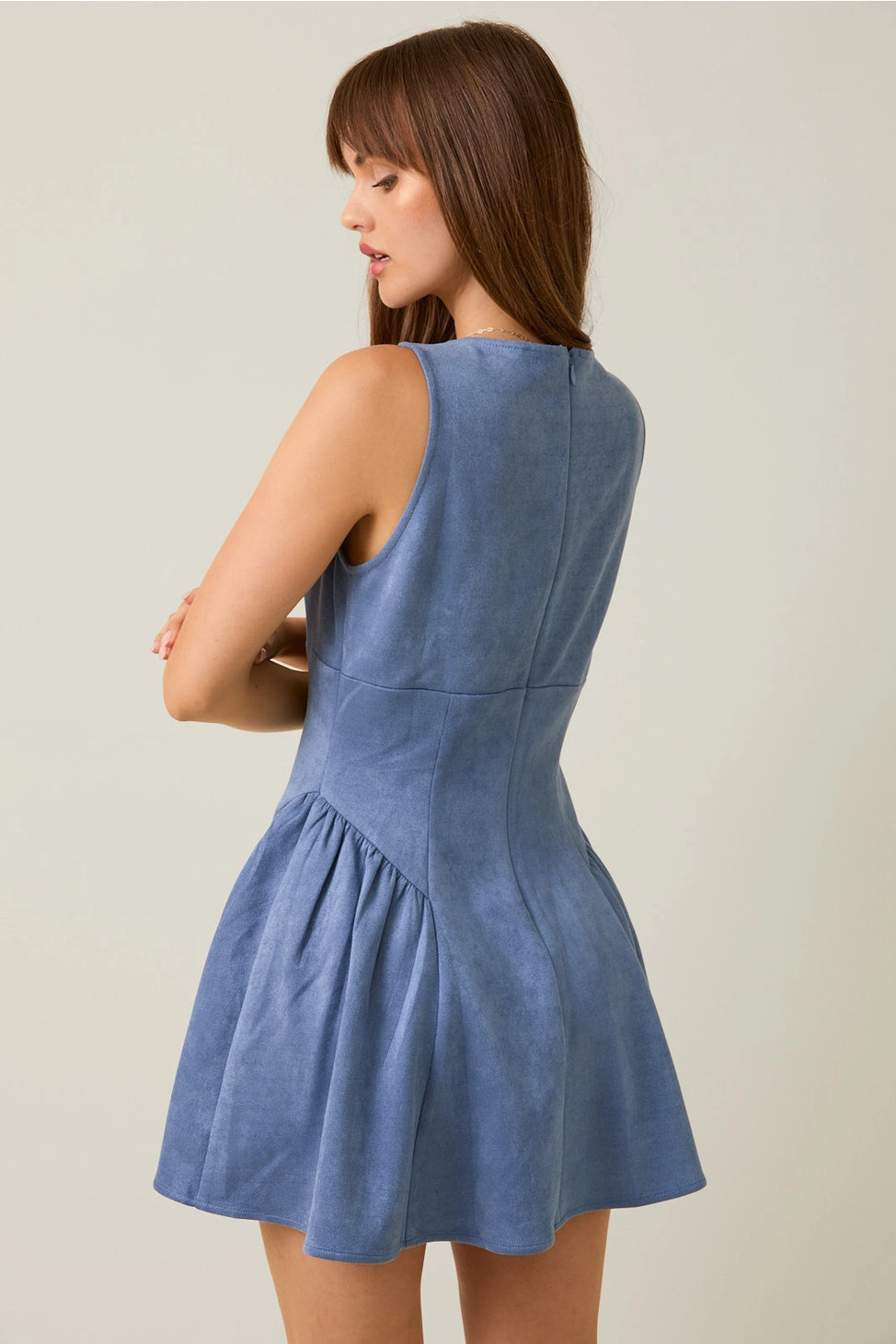DUSTY BLUE SUEDE DRESS