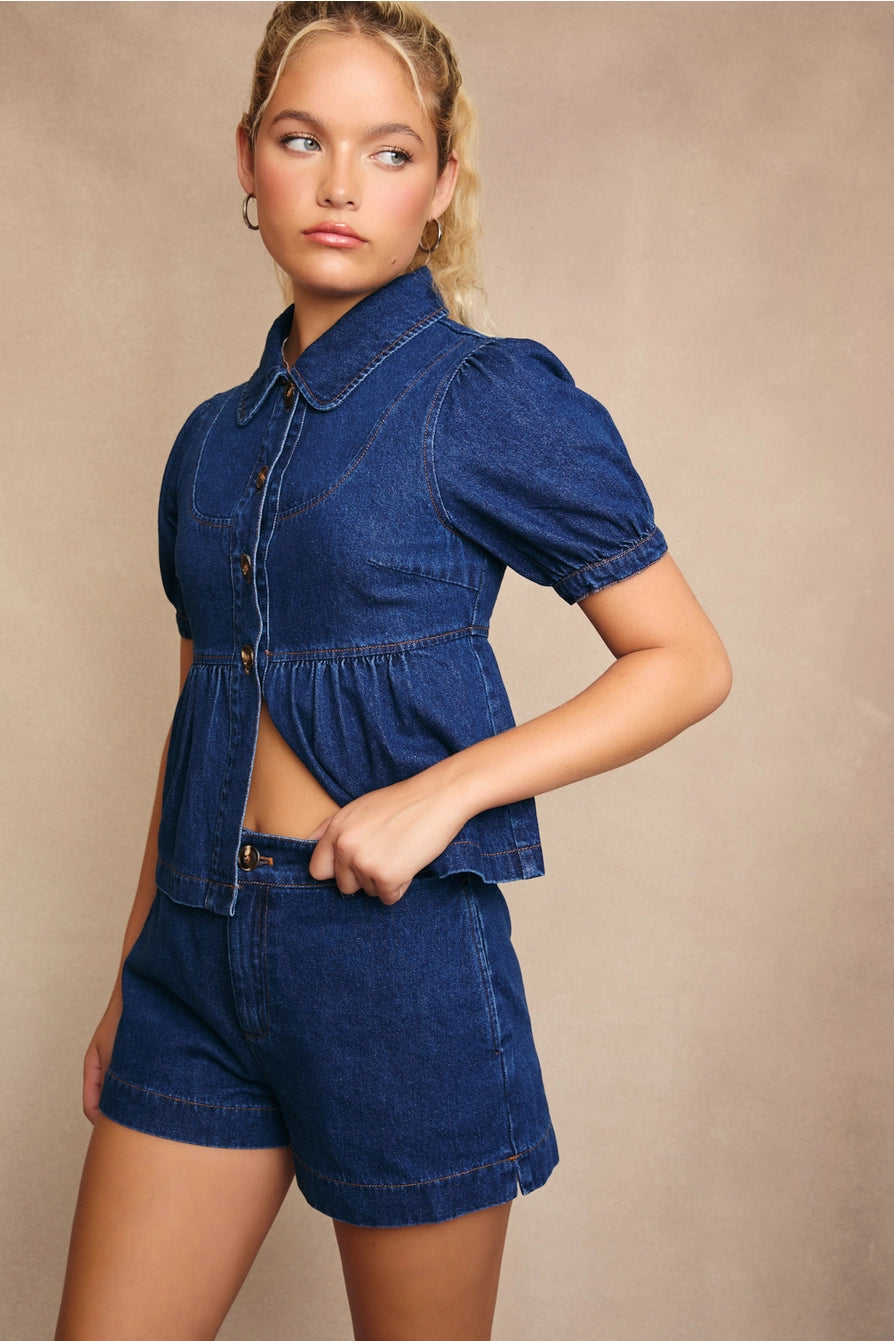 COLLAR TOP WITH SHORTS SET