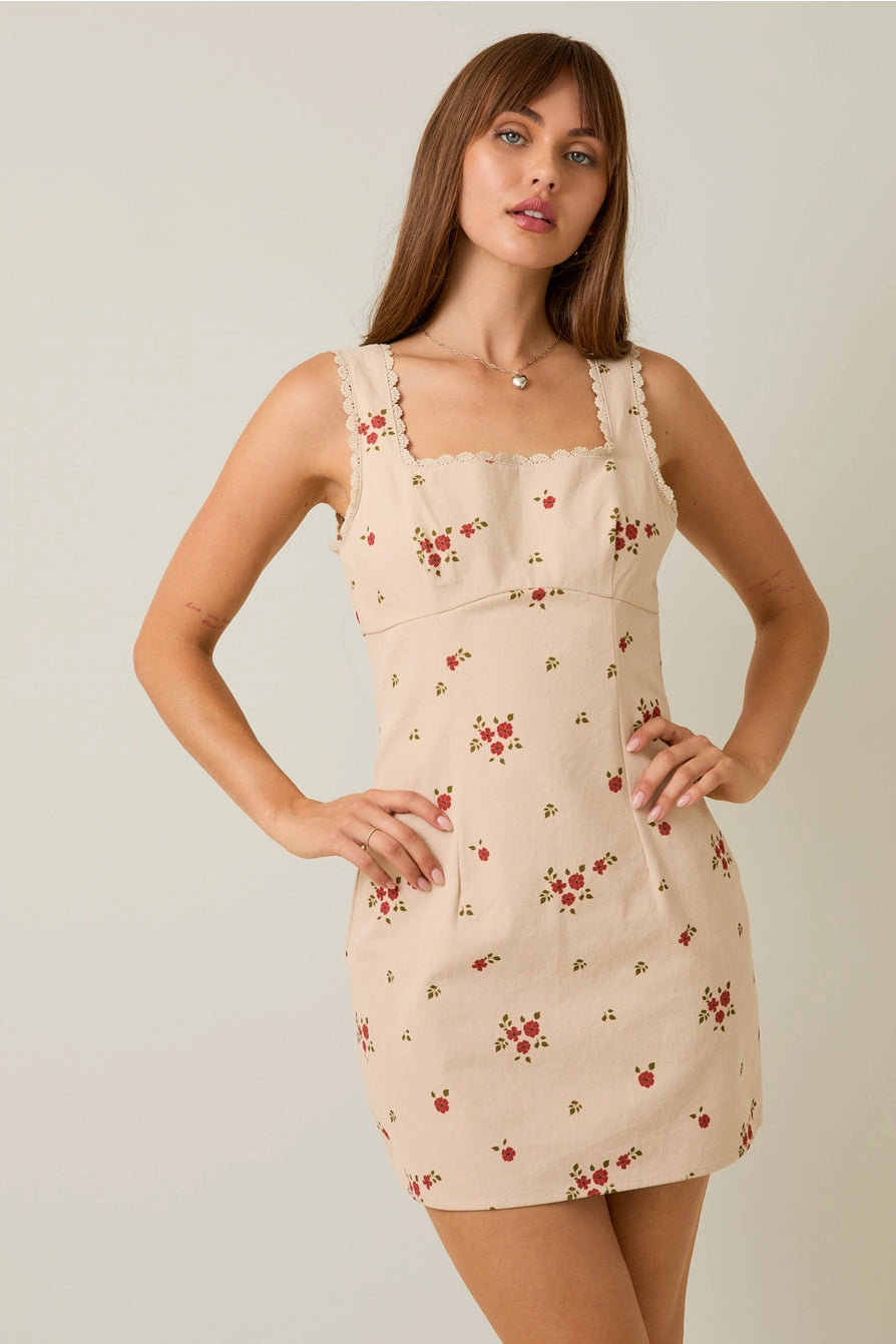 SQUARE NECK FLORAL DRESS