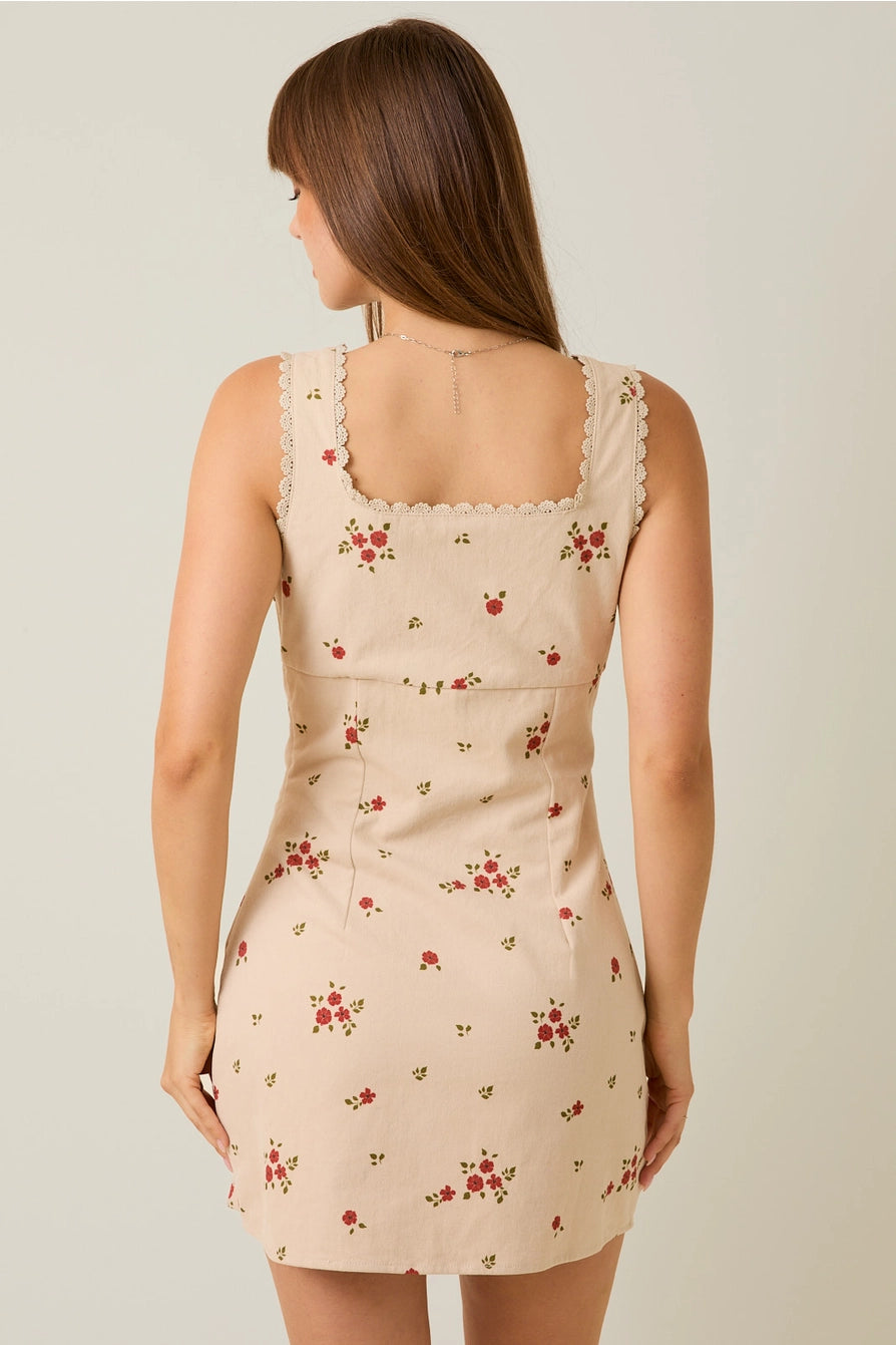 SQUARE NECK FLORAL DRESS