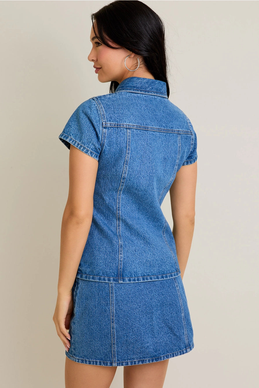 BUTTON FRONT DENIM TOP