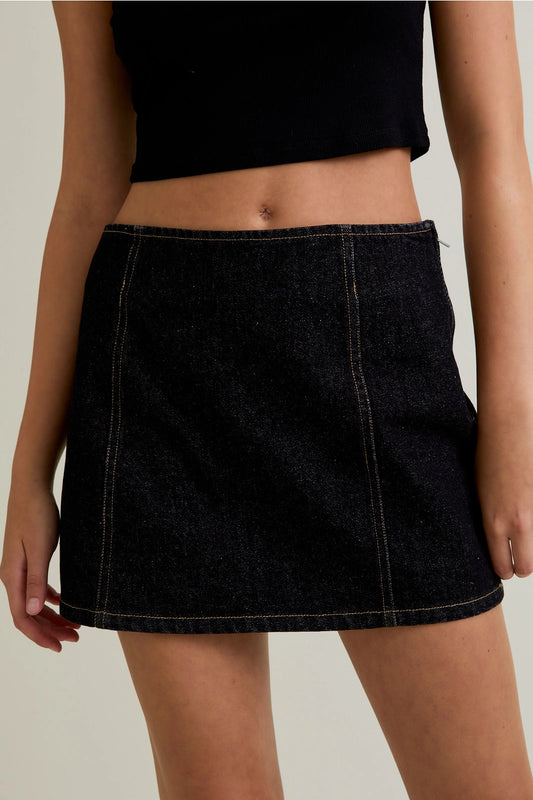 BLACK DENIM MINI SKIRT