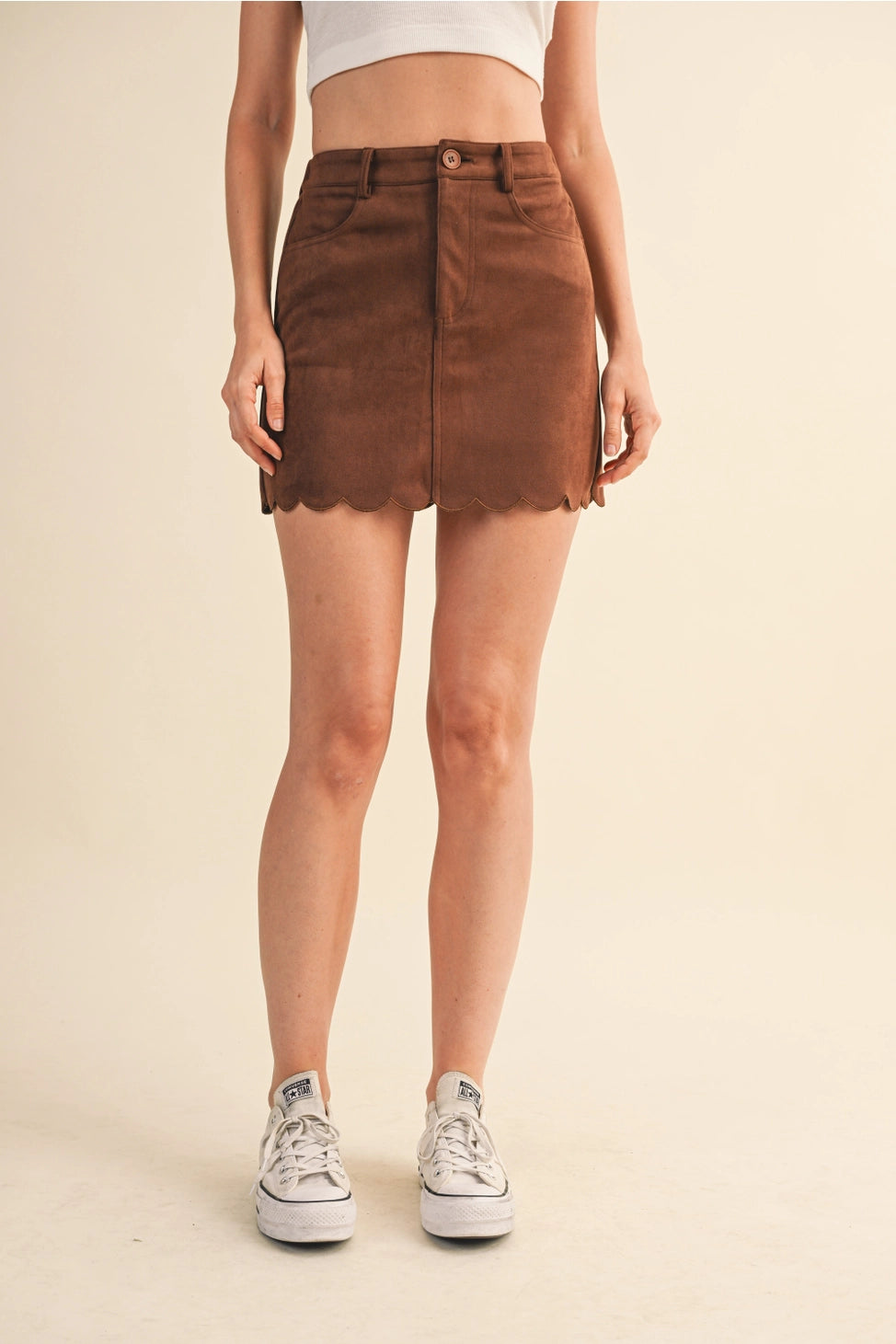 SUEDE SCALLOP EDGE SKIRT