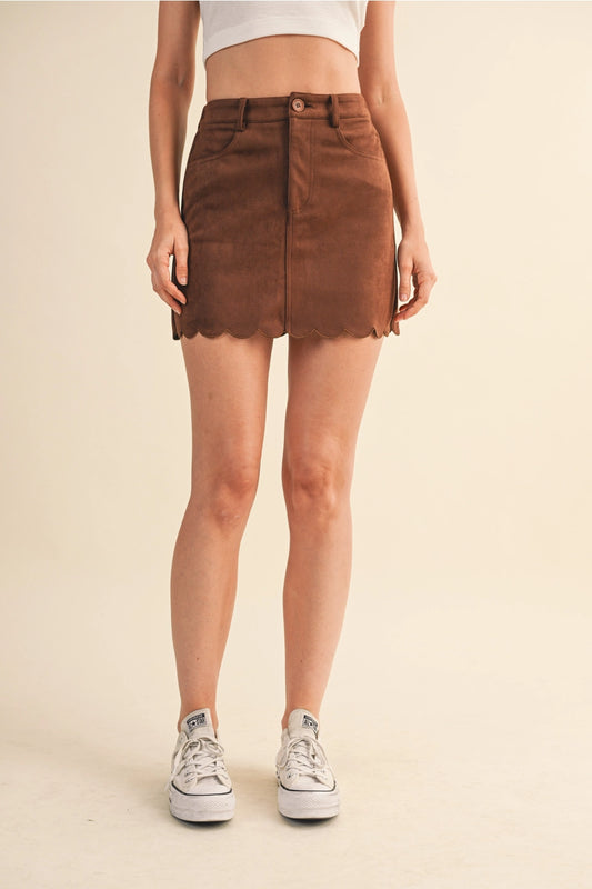 SUEDE SCALLOP EDGE SKIRT