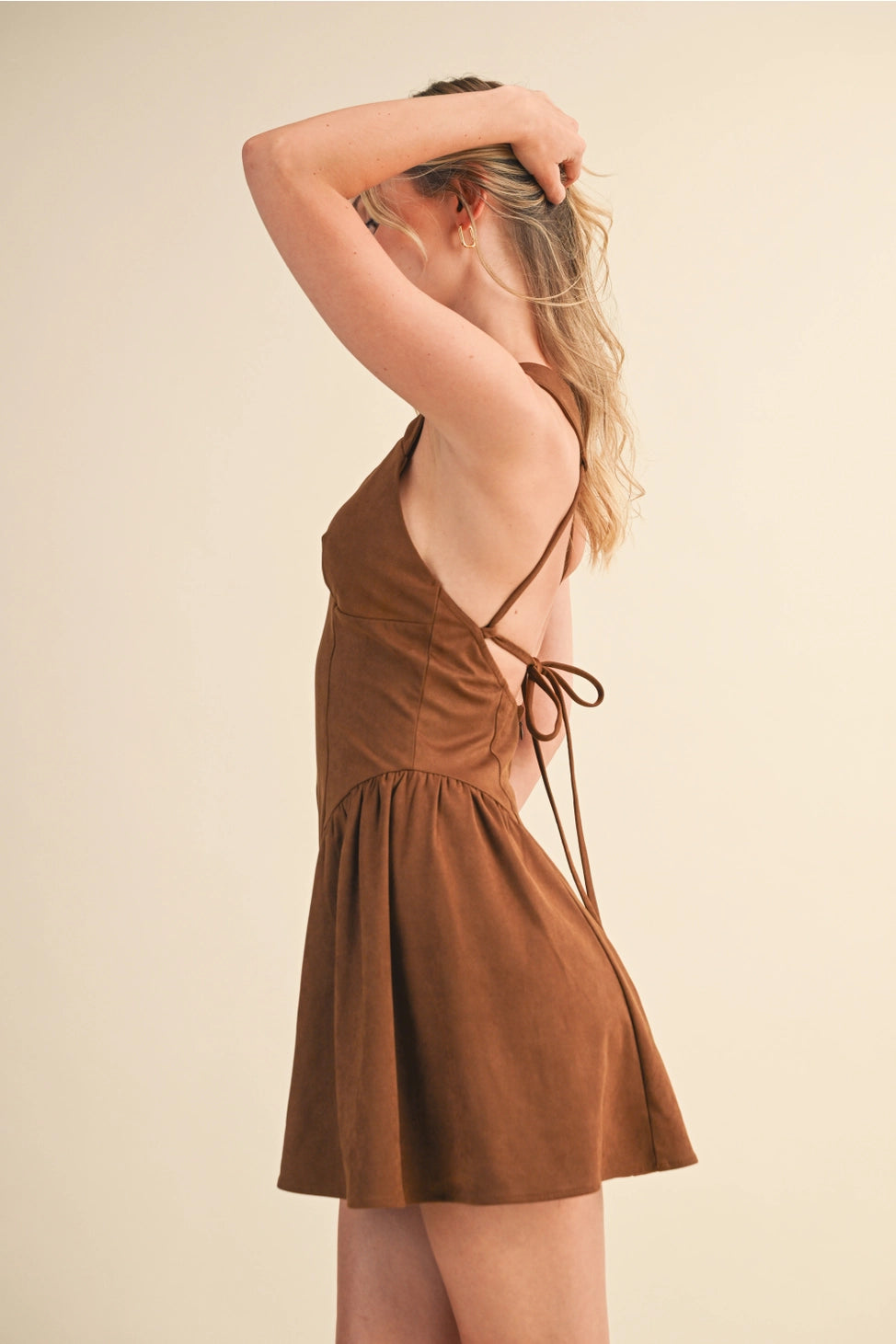SUEDE FIT AND FLARE DRESS