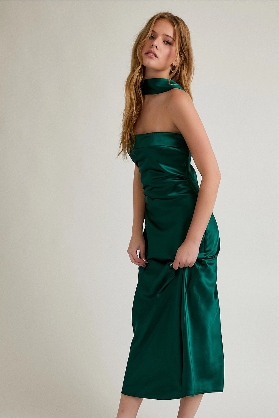 GREEN SCARF DETAIL MIDI DRESS Dancing Pony Boutique GREEN SCARF DETAIL MIDI DRESS Dancing Pony Boutique