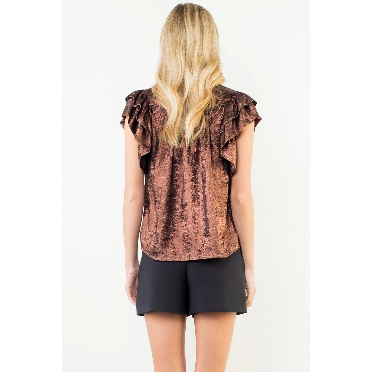 FLUTTER SLEEVE BRONZE SHIMMERY TOP