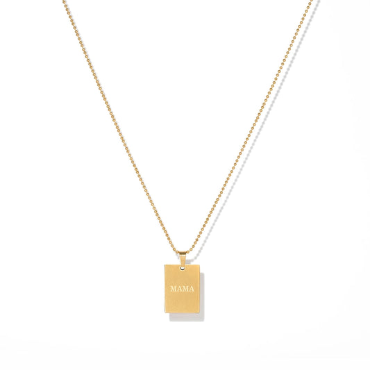 GOLD MAMA TAG PENDANT NECKLACE